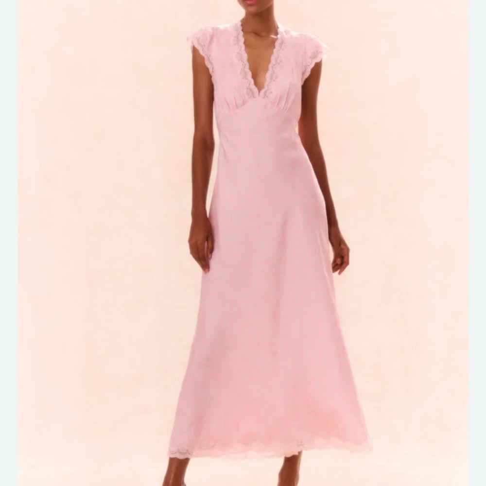 LoveShackFancy Theodore Silk-Blend Maxi Dress
